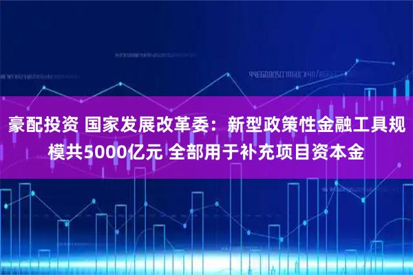 豪配投资 国家发展改革委：新型政策性金融工具规模共5000亿元 全部用于补充项目资本金