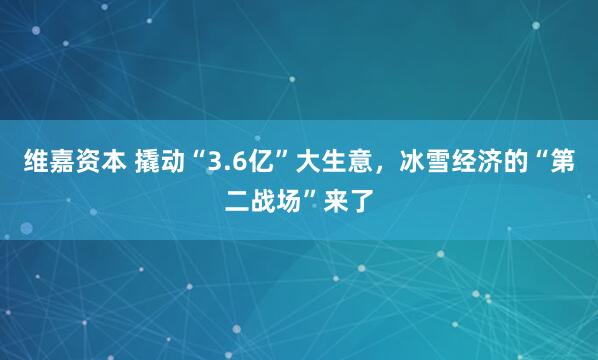 维嘉资本 撬动“3.6亿”大生意，冰雪经济的“第二战场”来了