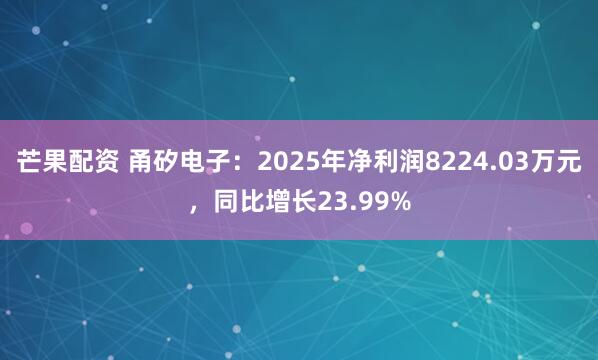 芒果配资 甬矽电子：2025年净利润8224.03万元，同比增长23.99%